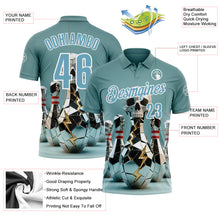 Laden Sie das Bild in den Galerie-Viewer, Custom Shadow Blue White 3D Shattered Mirror Skull Bowling Performance Polo Shirt