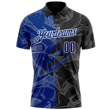 Laden Sie das Bild in den Galerie-Viewer, Custom Graffiti Pattern Royal Black-White 3D Scratch Performance Polo Shirt
