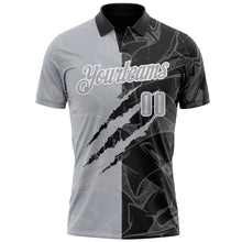 Laden Sie das Bild in den Galerie-Viewer, Custom Graffiti Pattern Gray Black-White 3D Scratch Performance Polo Shirt