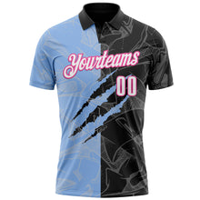 Laden Sie das Bild in den Galerie-Viewer, Custom Graffiti Pattern White Black Light Blue-Pink 3D Scratch Performance Polo Shirt