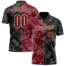 Laden Sie das Bild in den Galerie-Viewer, Custom Graffiti Pattern Crimson Black-Cream 3D Scratch Performance Polo Shirt