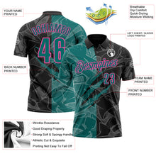 Laden Sie das Bild in den Galerie-Viewer, Custom Graffiti Pattern Teal Black-Pink 3D Scratch Performance Polo Shirt