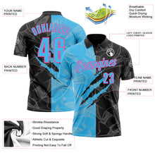 Load image into Gallery viewer, Custom Graffiti Pattern Sky Blue Black-Pink 3D Scratch Performance Polo Shirt