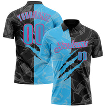 Load image into Gallery viewer, Custom Graffiti Pattern Sky Blue Black-Pink 3D Scratch Performance Polo Shirt