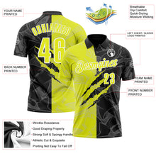 Load image into Gallery viewer, Custom Graffiti Pattern Neon Yellow Black-White 3D Scratch Performance Polo Shirt