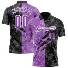 Load image into Gallery viewer, Custom Graffiti Pattern Medium Purple Black-White 3D Scratch Performance Polo Shirt