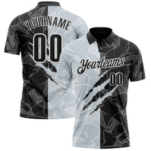 Laden Sie das Bild in den Galerie-Viewer, Custom Graffiti Pattern Black Silver-White 3D Scratch Performance Polo Shirt