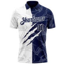 Load image into Gallery viewer, Custom Graffiti Pattern Navy-White 3D Scratch Performance Polo Shirt