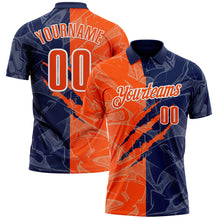 Laden Sie das Bild in den Galerie-Viewer, Custom Graffiti Pattern Orange Navy-White 3D Scratch Performance Polo Shirt