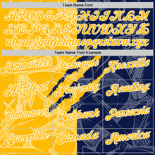 Load image into Gallery viewer, Custom Graffiti Pattern Gold Navy-White 3D Scratch Performance Polo Shirt