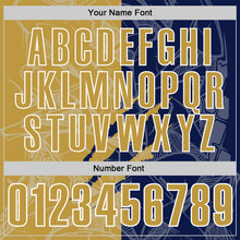 Load image into Gallery viewer, Custom Graffiti Pattern Old Gold Navy-White 3D Scratch Performance Polo Shirt