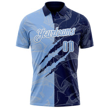Laden Sie das Bild in den Galerie-Viewer, Custom Graffiti Pattern Light Blue Navy-White 3D Scratch Performance Polo Shirt