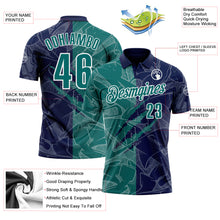 Load image into Gallery viewer, Custom Graffiti Pattern Teal Navy-White 3D Scratch Performance Polo Shirt