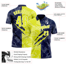 Load image into Gallery viewer, Custom Graffiti Pattern Neon Yellow Navy-White 3D Scratch Performance Polo Shirt