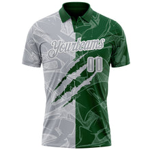 Load image into Gallery viewer, Custom Graffiti Pattern Gray Green-White 3D Scratch Performance Polo Shirt