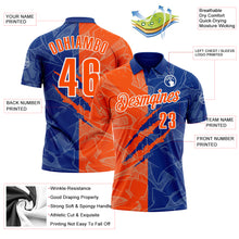 Load image into Gallery viewer, Custom Graffiti Pattern Orange Royal-White 3D Scratch Performance Polo Shirt