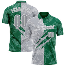 Загрузить изображение в средство просмотра галереи, Custom Graffiti Pattern Gray Kelly Green-White 3D Scratch Performance Polo Shirt