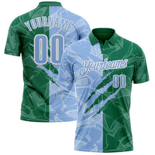 Загрузить изображение в средство просмотра галереи, Custom Graffiti Pattern Light Blue Kelly Green-White 3D Scratch Performance Polo Shirt