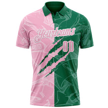 Load image into Gallery viewer, Custom Graffiti Pattern Light Pink Kelly Green-White 3D Scratch Performance Polo Shirt