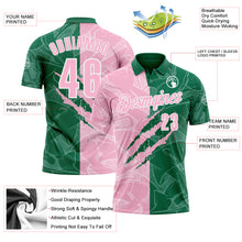 Load image into Gallery viewer, Custom Graffiti Pattern Light Pink Kelly Green-White 3D Scratch Performance Polo Shirt