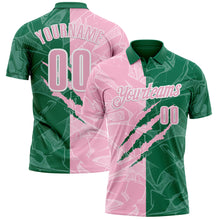 Load image into Gallery viewer, Custom Graffiti Pattern Light Pink Kelly Green-White 3D Scratch Performance Polo Shirt