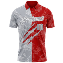 Laden Sie das Bild in den Galerie-Viewer, Custom Graffiti Pattern Gray Red-White 3D Scratch Performance Polo Shirt