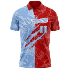 Загрузить изображение в средство просмотра галереи, Custom Graffiti Pattern Light Blue Red-White 3D Scratch Performance Polo Shirt