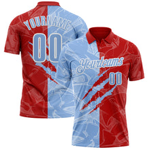 Загрузить изображение в средство просмотра галереи, Custom Graffiti Pattern Light Blue Red-White 3D Scratch Performance Polo Shirt