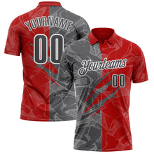 Загрузить изображение в средство просмотра галереи, Custom Graffiti Pattern Steel Gray Red-White 3D Scratch Performance Polo Shirt
