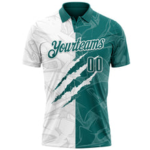 Load image into Gallery viewer, Custom Graffiti Pattern Teal-White 3D Scratch Performance Polo Shirt