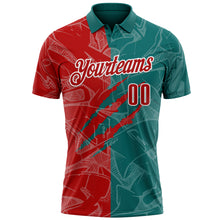 Laden Sie das Bild in den Galerie-Viewer, Custom Graffiti Pattern Red Teal-White 3D Scratch Performance Polo Shirt