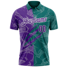 Загрузить изображение в средство просмотра галереи, Custom Graffiti Pattern Purple Teal-White 3D Scratch Performance Polo Shirt