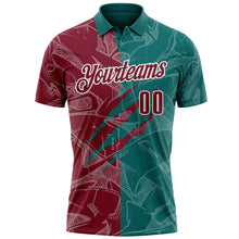 Load image into Gallery viewer, Custom Graffiti Pattern Crimson Teal-White 3D Scratch Performance Polo Shirt