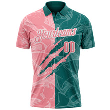 Загрузить изображение в средство просмотра галереи, Custom Graffiti Pattern Medium Pink Teal-White 3D Scratch Performance Polo Shirt