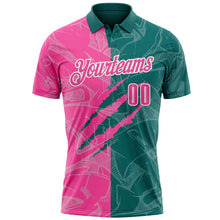 Laden Sie das Bild in den Galerie-Viewer, Custom Graffiti Pattern Pink Teal-White 3D Scratch Performance Polo Shirt