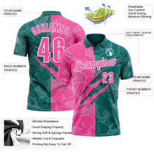 Laden Sie das Bild in den Galerie-Viewer, Custom Graffiti Pattern Pink Teal-White 3D Scratch Performance Polo Shirt
