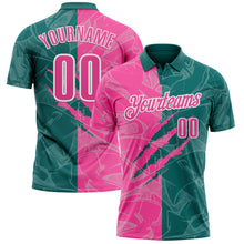 Laden Sie das Bild in den Galerie-Viewer, Custom Graffiti Pattern Pink Teal-White 3D Scratch Performance Polo Shirt