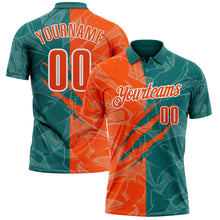 Laden Sie das Bild in den Galerie-Viewer, Custom Graffiti Pattern Orange Teal-White 3D Scratch Performance Polo Shirt