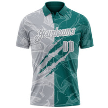 Load image into Gallery viewer, Custom Graffiti Pattern Gray Teal-White 3D Scratch Performance Polo Shirt