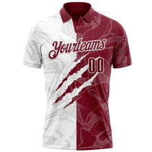 Laden Sie das Bild in den Galerie-Viewer, Custom Graffiti Pattern Crimson-White 3D Scratch Performance Polo Shirt