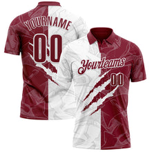 Laden Sie das Bild in den Galerie-Viewer, Custom Graffiti Pattern Crimson-White 3D Scratch Performance Polo Shirt