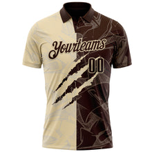 Laden Sie das Bild in den Galerie-Viewer, Custom Graffiti Pattern Brown-Cream 3D Scratch Performance Polo Shirt