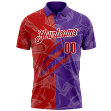 Laden Sie das Bild in den Galerie-Viewer, Custom Graffiti Pattern Red Purple-White 3D Scratch Performance Polo Shirt