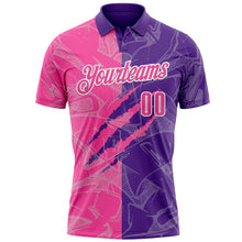 Laden Sie das Bild in den Galerie-Viewer, Custom Graffiti Pattern Pink Purple-White 3D Scratch Performance Polo Shirt