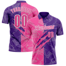 Laden Sie das Bild in den Galerie-Viewer, Custom Graffiti Pattern Pink Purple-White 3D Scratch Performance Polo Shirt
