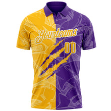Laden Sie das Bild in den Galerie-Viewer, Custom Graffiti Pattern Gold Purple-White 3D Scratch Performance Polo Shirt