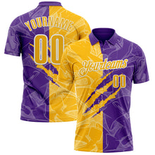 Laden Sie das Bild in den Galerie-Viewer, Custom Graffiti Pattern Gold Purple-White 3D Scratch Performance Polo Shirt