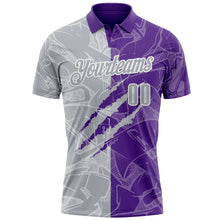 Laden Sie das Bild in den Galerie-Viewer, Custom Graffiti Pattern Gray Purple-White 3D Scratch Performance Polo Shirt