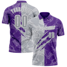 Laden Sie das Bild in den Galerie-Viewer, Custom Graffiti Pattern Gray Purple-White 3D Scratch Performance Polo Shirt