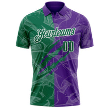 Laden Sie das Bild in den Galerie-Viewer, Custom Graffiti Pattern Kelly Green Purple-White 3D Scratch Performance Polo Shirt